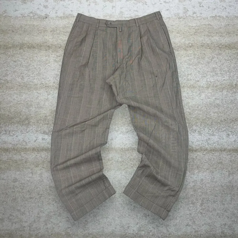 Vintage 90s Tommy Hilfiger Dress Pants 36x31 Relaxed Fit Tan Pleated Front